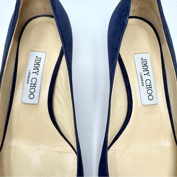 Jimmy Choo Romy 40mm Suede Pumps Navy Blue Heels Size 38.5 - Picture 6 of 12